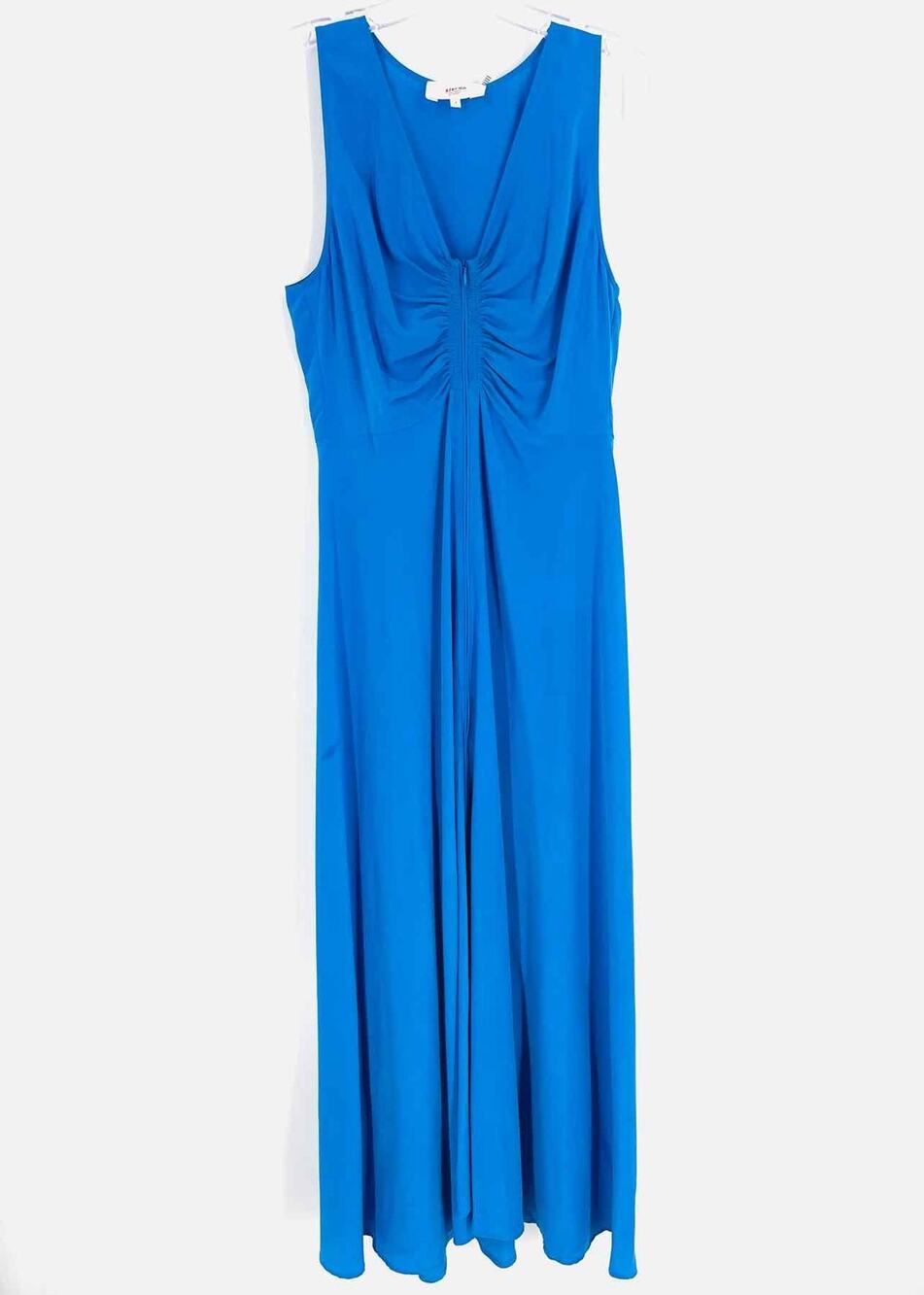 Xirena Size S Blue Ruched Silk Designer Dress Maxi